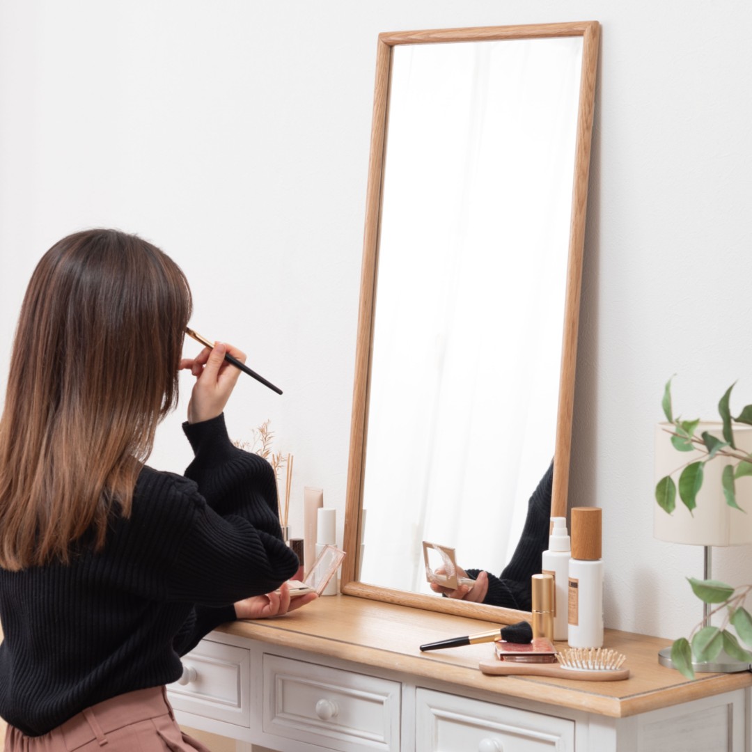 天然木壁掛けウォールミラー