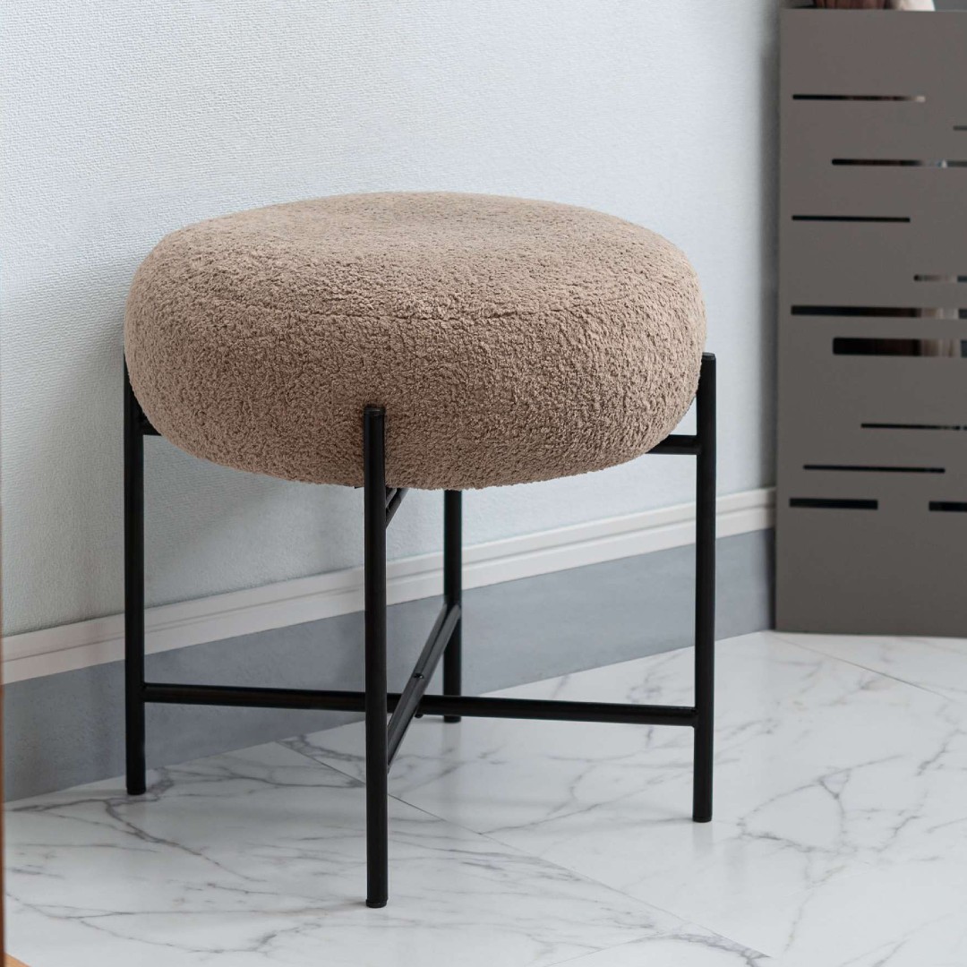 もこもこ細身スチールスツール(グレージュ)