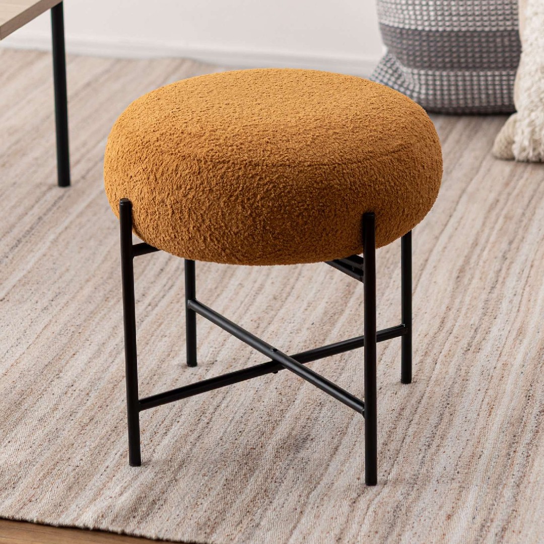 もこもこ細身スチールスツール(イエロー)