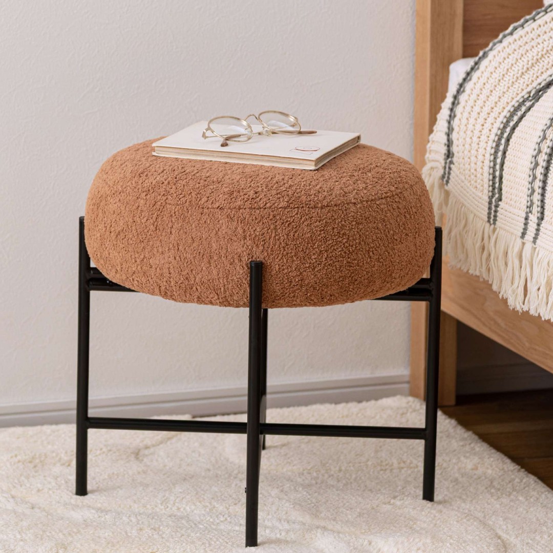 もこもこ細身スチールスツール(テラコッタ)